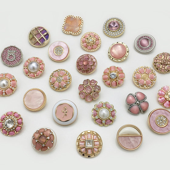 Pink Metal Buttons, Flowers, Rope Buttons, Outwears, Sweaters, Suit Decorative Buttons, Outwear Buttons, Fur Double Buttons