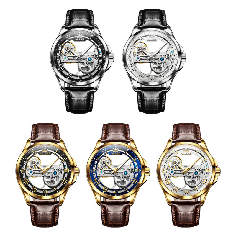 Oris brand watch factory fully automatic mechanical watch fashion student hollow leather watch men's mechanical watch