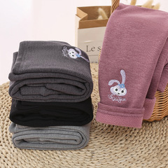 Children's autumn and winter velvet leggings girls' new embroidered bunny trousers for small and medium-sized children baby polar fleece warm pants