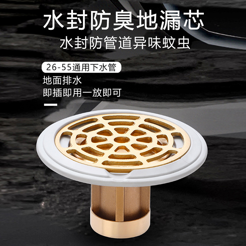 Desodorante Desagüe de piso núcleo cobre pequeño calibre Desagüe de piso redondo baño tubería de alcantarillado desodorante universal artefacto a prueba de insectos