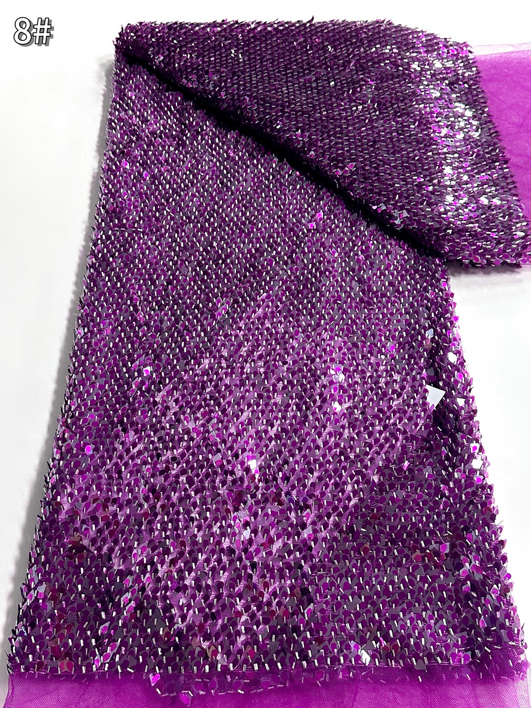 African Beaded Lace Fabric Lentejuelas bordado de lentejuelas tela de malla de escamas de la industria pesada