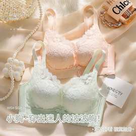 内衣女小胸聚拢上托防下垂收副乳2025新款爆款厚款无钢圈蕾丝文胸