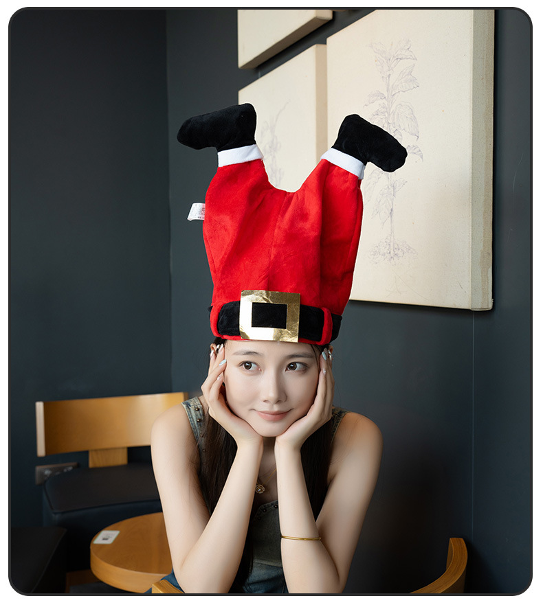 Christmas Santa hat funny sand carved chicken leg hat can move dance singing electric hat Christmas gift_voghion.com