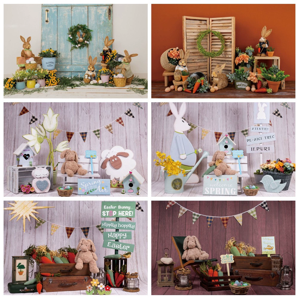 Easter Restaurant Rabbit Eaxia Room Orthopedine Event Party Photography Background Caps Cross -border props wholesale