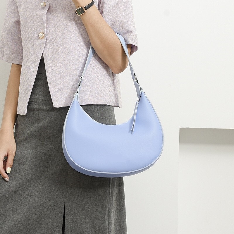 Cross-Border Niche 2025 Internet Celebrity Underarm Crescent-Shaped Microfiber Shoulder Bag for Women, 2025 New Model