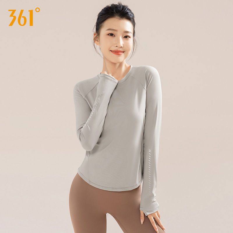 361 요가복 여성 가을과 겨울 2024년 신상품 스포츠 상의 긴팔 티셔츠 겨울 속건복 여성 플러스 벨벳 피트니스복