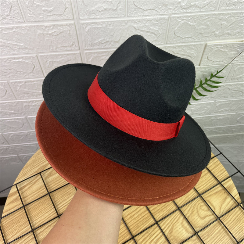 AliExpress sombrero de lana Jazz sombrero británico ala grande Xu Wenqiang mismo estilo versátil de ala ancha sombrero de caballero sombrero de rendimiento de los hombres