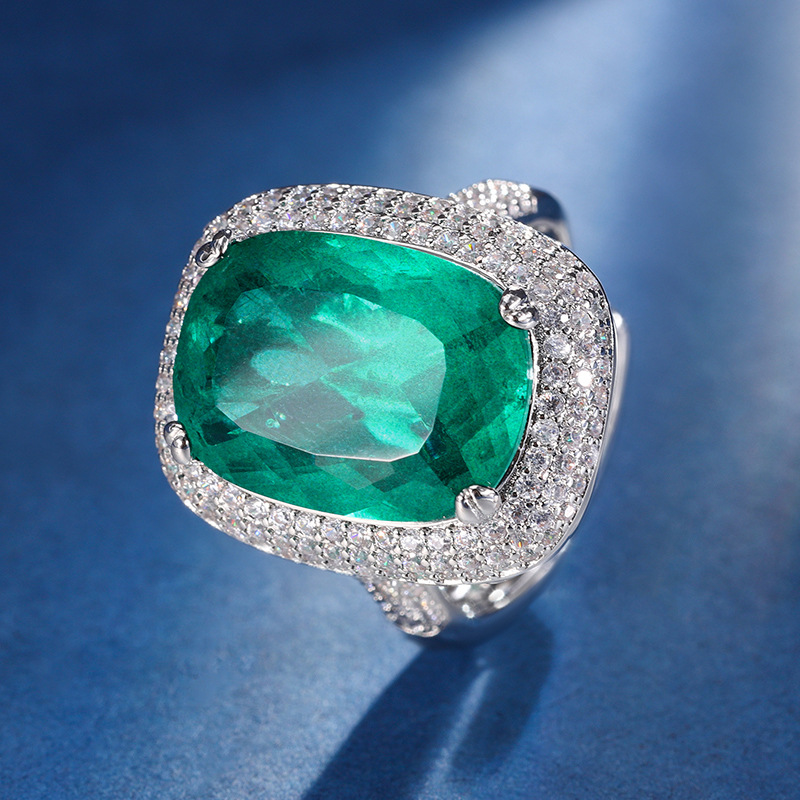 2024 nueva joyería Zhuang Shengsheng, fondo de cobre chapado en oro, tesoro de color de simulación, traje simple, rectangular gordo femenino 12*16