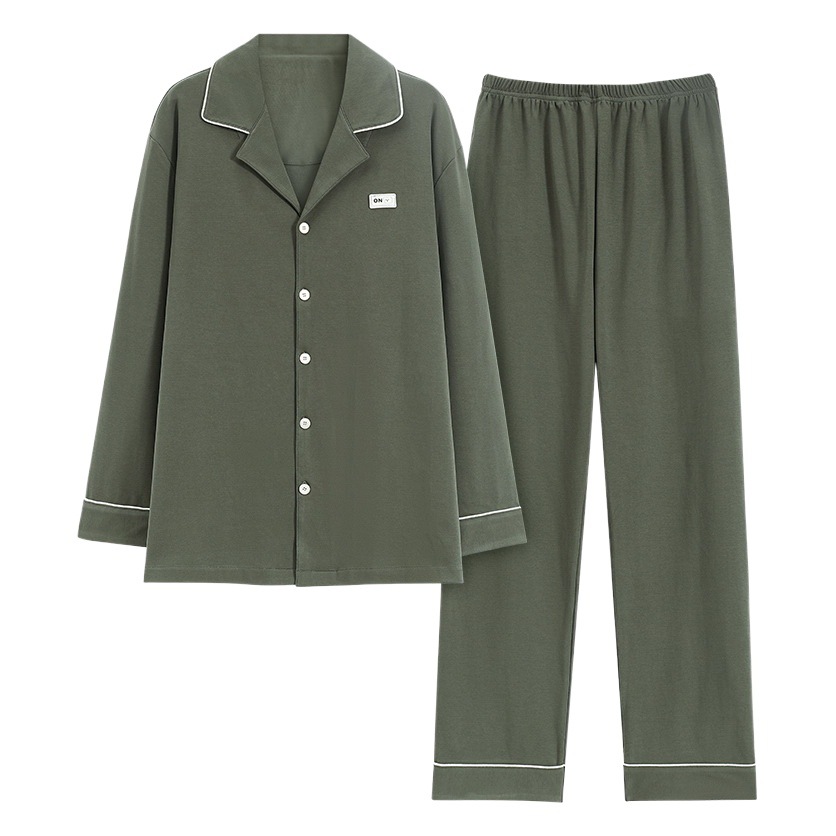 Los hombres de la Rebeca pijamas de otoño de los hombres de manga larga de algodón de moda traje de pijama de solapa de los hombres texturizado ropa para el hogar de primavera y otoño