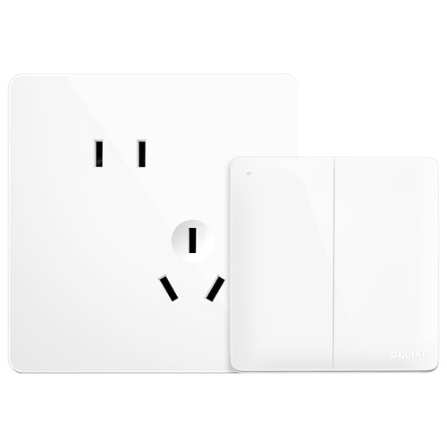 Delixi switch socket home one-open dual-control five-hole USB home decoration white concealed panel wall socket board