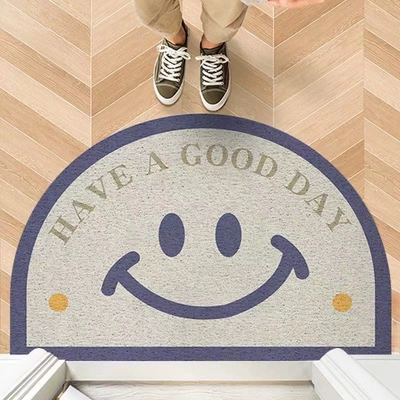 Entrance door silk loop mat, can be cut to size, hallway doormat, semi-circular door mat, non-slip, dirt-resistant (Ayaqaltılar (Kovriklər)) - 4060cmsilk-loop-wear-resistant-and-dirt-resistant-smiling-life-semicircle