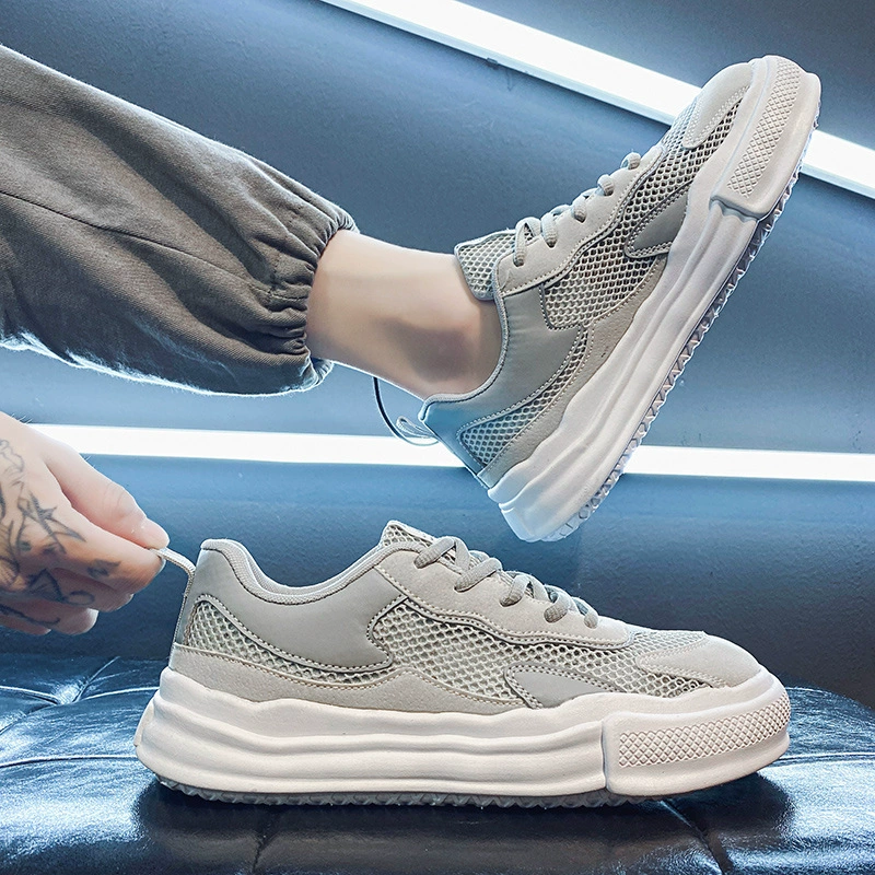Весной и летом 2025 года мужская обувь с полой сеткой обувь модная обувь с толстой подошвы дышащая повседневная спортивная износостойкая обувь