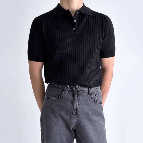 POLO shirt lapel sweater short-sleeved men's business stripe summer ice silk wholesale summer thin breathable cooling
