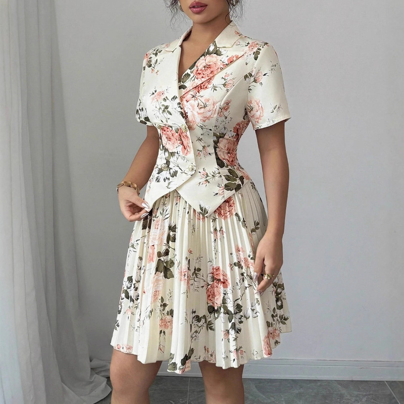 Amazon 2026 Spring and Autumn Women's New Fashion Versatile Suit with Elegant Floral Print Casual Two-Piece Set