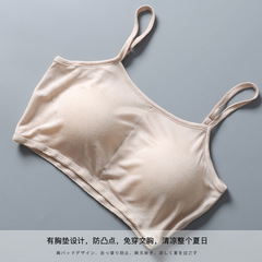 有胸墊光面桑蠶絲小抹胸 針織真絲簡約裹胸 百搭打底防走光小背心