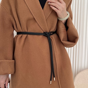 Autumn and Winter New Soft Leather Rope Belt Women's Knot Decoration Coat Sweater Waist Rope Long Fashion Waist Chain for Women