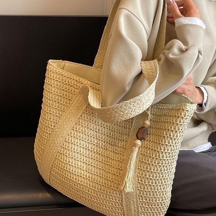 2026 New Handmade Woven Tote Bag, Large Capacity Straw Shoulder Bag, Summer Vacation Beach Bag, Versatile for Commuting 2026 New Handmade Woven Tote Bag, Large Capacity Straw Shoulder Bag, Summer Vacation Beach Bag, Versatile for Commuting