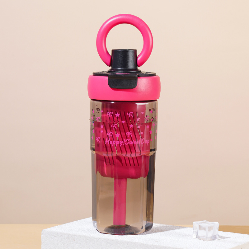 ティリングダブルコーヒーカップ高颜値大容量茶水分離運動カップ女子学生花茶プラスチックカップ|undefined