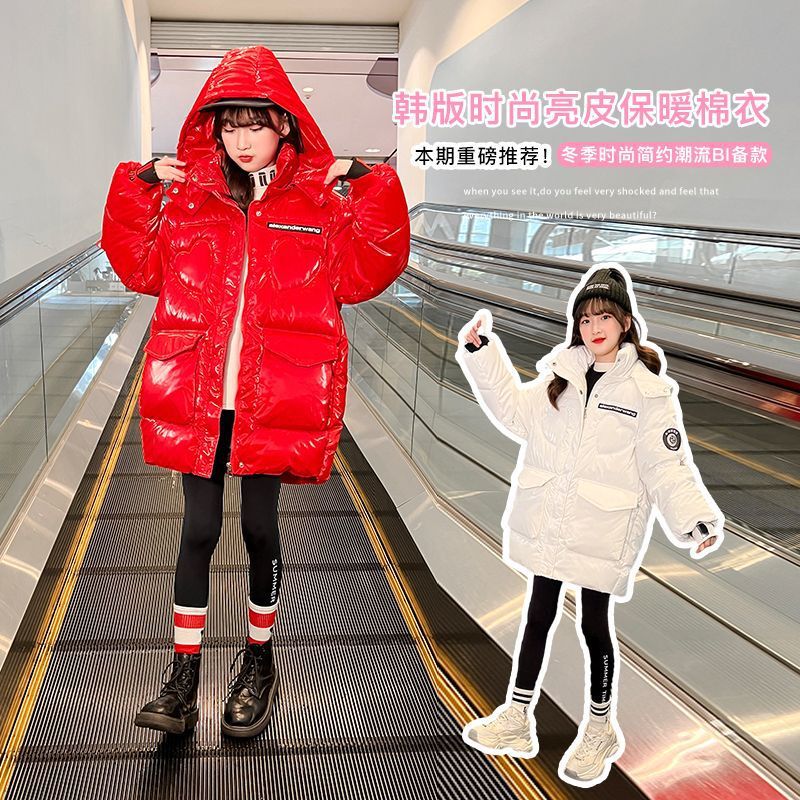 女童洋气棉服2025新款棉袄冬装外套中大童儿童韩版中长款棉衣加厚