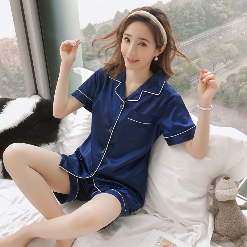 Southeast Asia's Best-Selling Pajamas for Women Summer Solid Color Plus Size Short-Sleeved Shorts Suit Home Clothes Large Quantity Discount