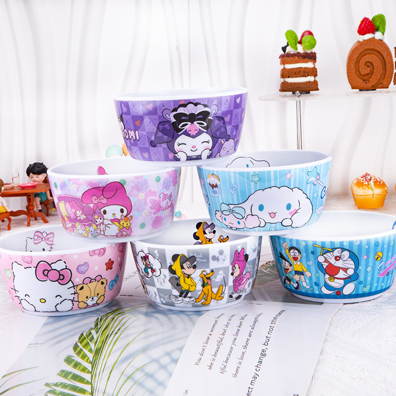 Cartoon children's bowl melamine imitation porcelain tableware anti-scald Baby shape bowl large rice bowl cute ramen bowl household Cartoon children's bowl melamine imitation porcelain tableware anti-scald Baby shape bowl large rice bowl cute ramen bowl household