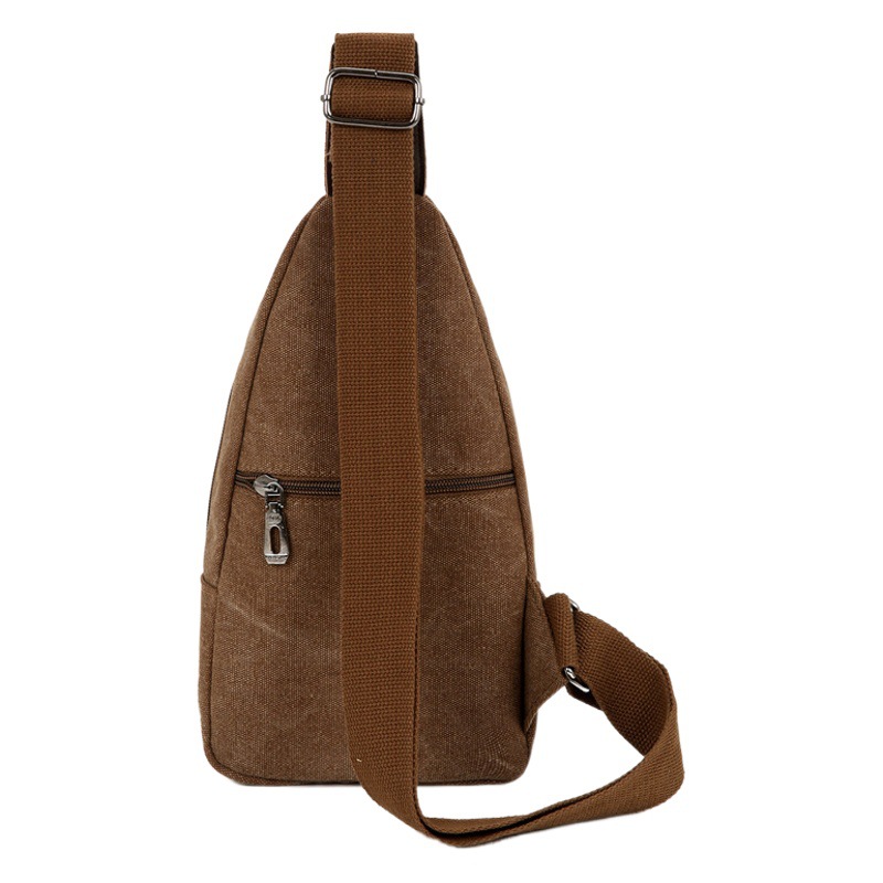 Canvas Chest Bag for Men, Business Travel, Simple, Retro, Wear-Resistant, Large-Capacity Crossbody Bag, Multi-Layered Casual Chest Bag, Lightweight