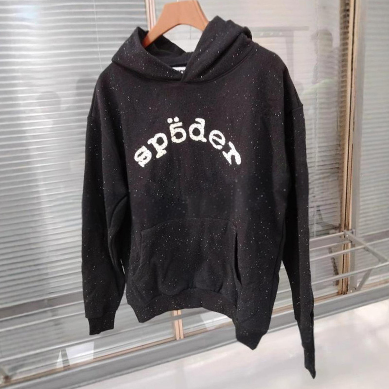 High-Quality Cross-Border Original Sp5Der Hot Diamond Sweatshirt Heavy Velvet Couple Hoodie Cross-Border Sweatshirt