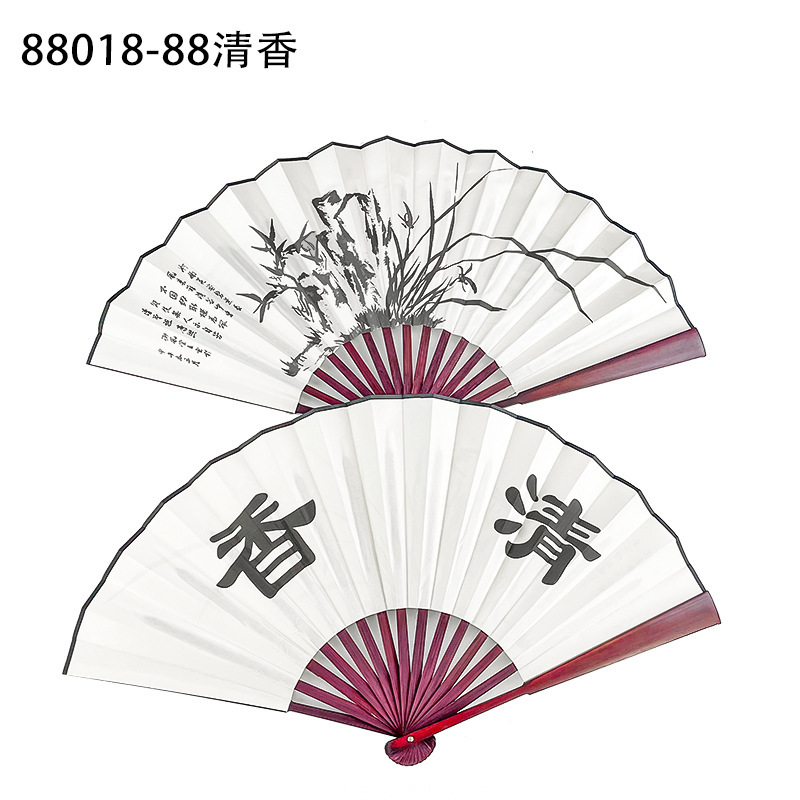 古風10寸男扇中国風両面図案印刷折扇演出道具絹布扇子卸売り|undefined