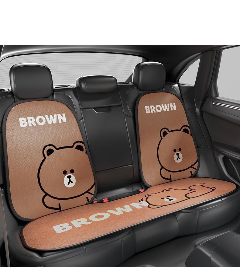 Cartoon Cute Car Seat Cushion Winter Short Plush Universal for All Seasons Single Piece Rear Seat Three-Piece Set Autumn and Winter Car Cushion Seat Pad