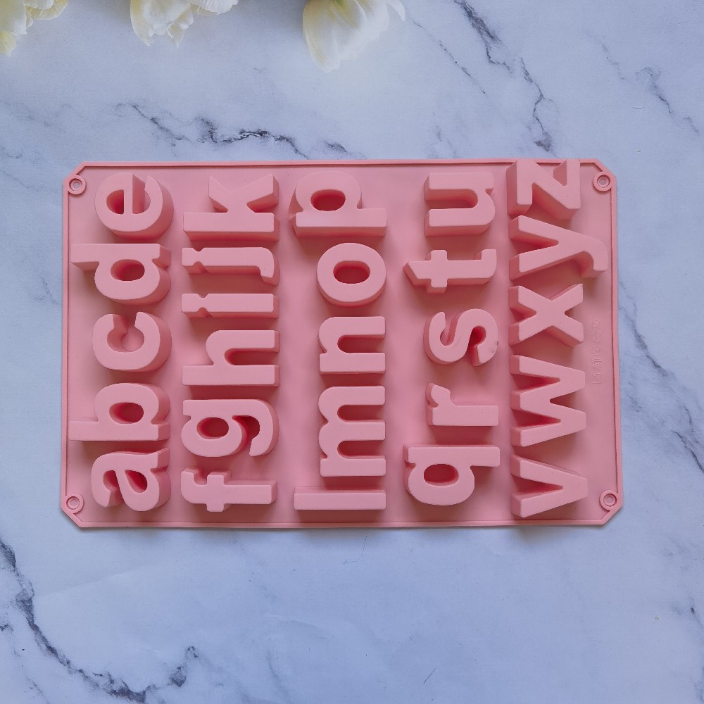 26 letras inglesas minúsculas 301 molde de silicona pudín molde de postre decoración de pastel de cocina para hornear