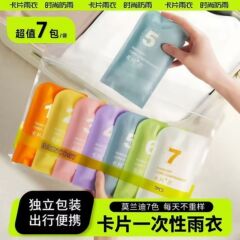 使い捨てレインコート、ポータブル、厚くて長い、カード包装、旅行、アウトドアラフティング、大人と子供用の特別なレインポンチョ