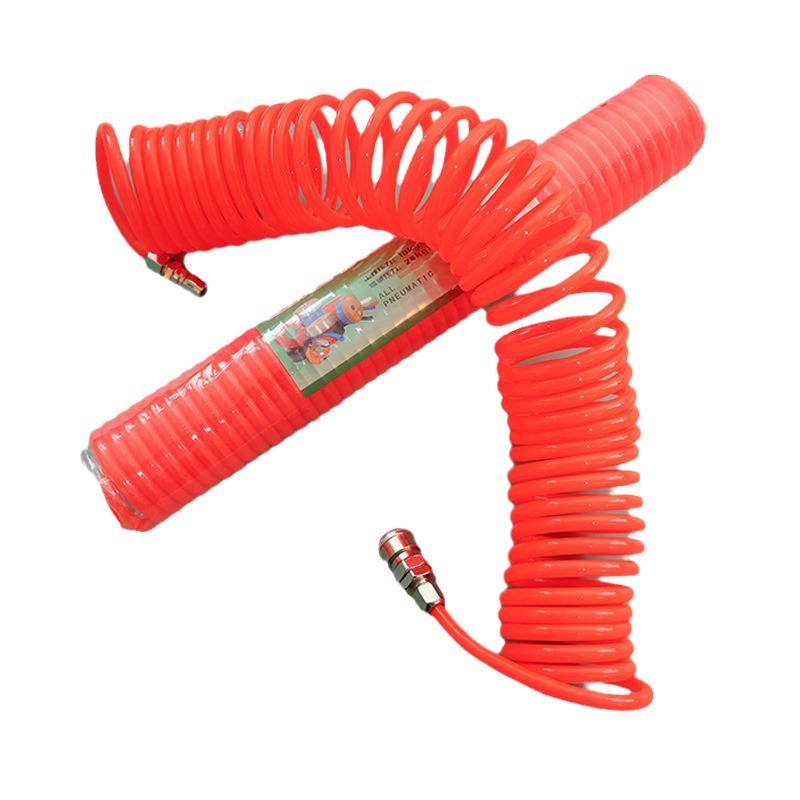 Fabricante ventas de resorte PU tubo de aire compresor de aire tubo de resorte tubo telescópico manguera de tubo de aire espiral con conector