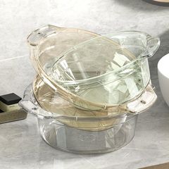 透明な両耳の厚い洗面器の野菜を洗って足を洗う家庭用の洗面器の高い顔の値の学生の寮の洗濯の洗面器の卸売りを洗います。