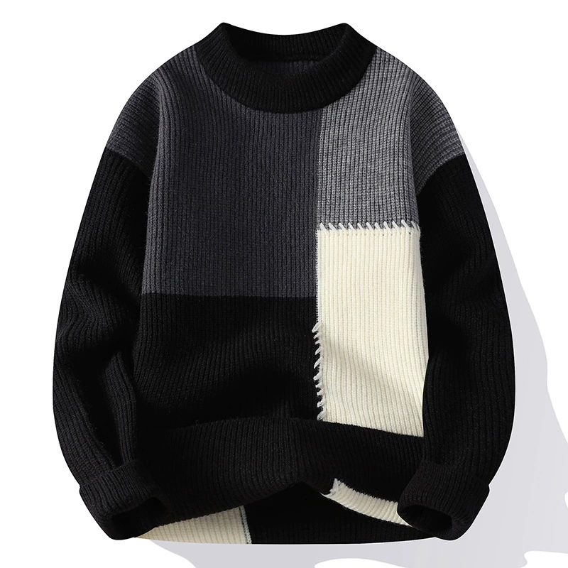 Демисезонный вязаный свитер, спортивный пуловер, резной knit, хаки или черный, размеры 165–190