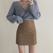 皮裙女2024新款春秋冬短裙半身裙高腰pu裙子a字裙不规则包臀裙裤