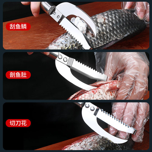 Direct supply two-in-one multi-purpose stainless steel fish scale planer creative kitchen gadgets fish killing and cleaning fish maw knife