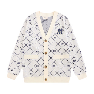 high quality MLB Diamond Full Print Cardigan Sweater Lazy Style Fashion All-match Loose Casual Couple