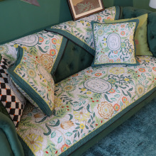 美式莫里斯沙发垫布艺防滑沙发巾套四季通用真皮沙发坐垫子