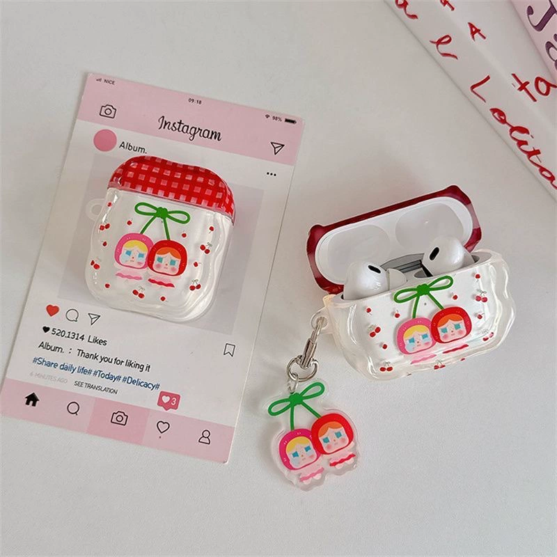 Чехол защитный Apple AirPods / AirPods Pro (1/2/3/4/Pro2/Pro3) — односторонняя печать с подвеской