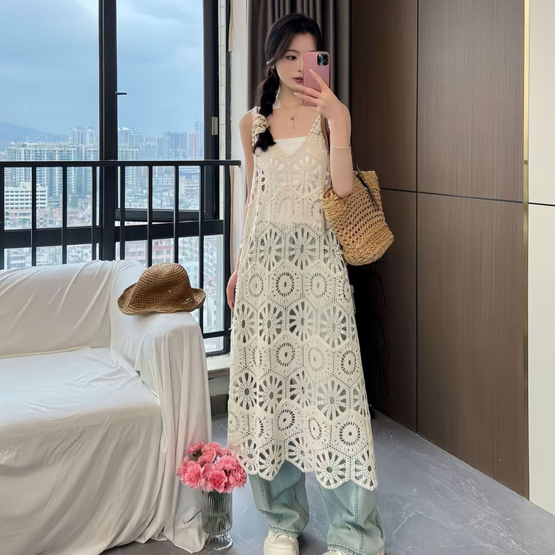 Summer Sleeveless Hollow-Out Bohemian Style Crochet Knit Slip Dress Summer Sleeveless Hollow-Out Bohemian Style Crochet Knit Slip Dress