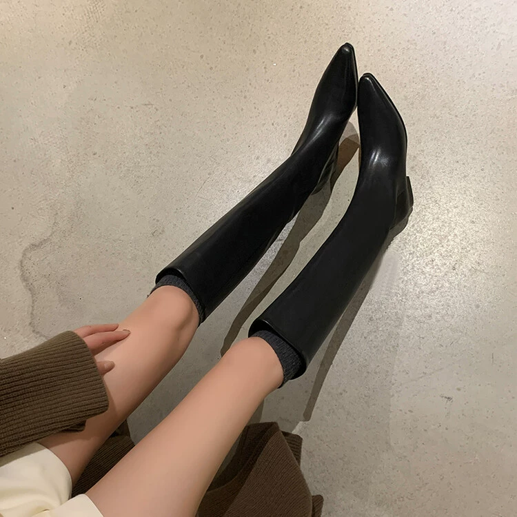 Кожаные французские плоские меховые сапоги рыцарей маленькие сапоги на коленях широкие сапоги на коленях плоские сапоги высокие сапоги женские