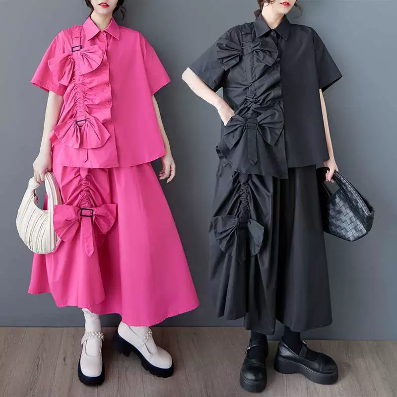 Summer trousers, set, Korean style, oversize