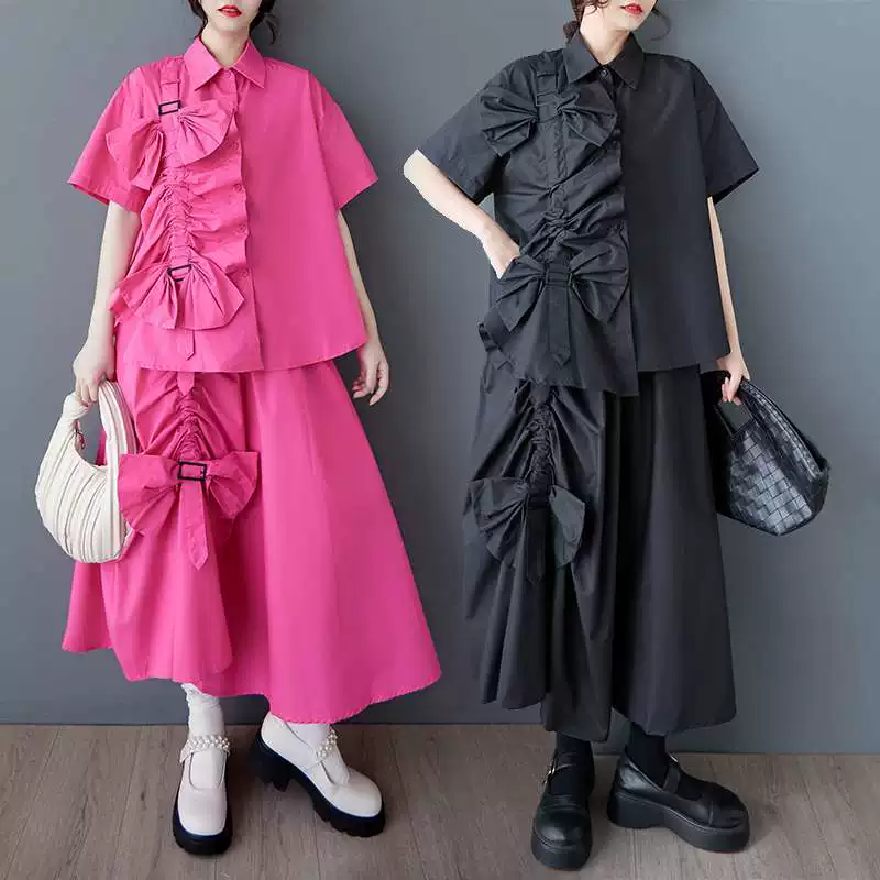 Summer trousers, set, Korean style, oversize