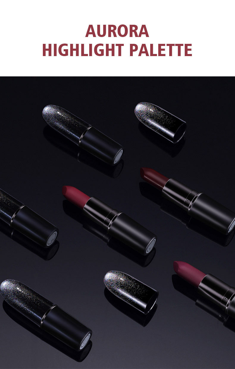 Langmanni's new Starry Sky bullet-shaped lipstick pen, single black tube matte textured lipstick, cross-border makeup undefined