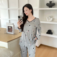 秋季睡衣女莫代尔带胸垫长袖可外穿大码2025春秋高级感家居服套装