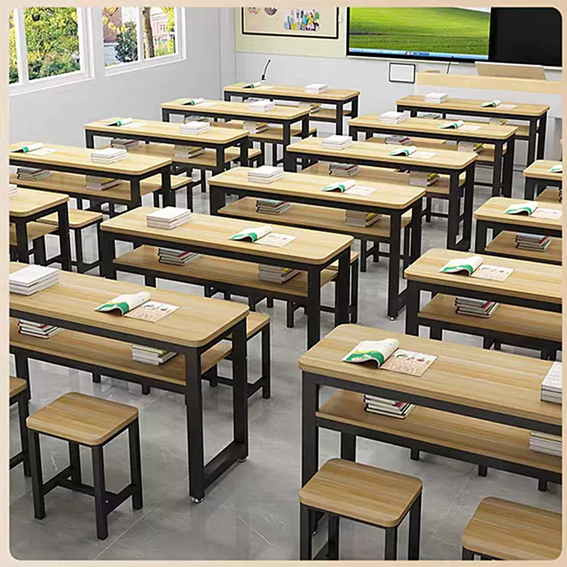 学生课桌椅学校实验写字双人桌长条双层教育培训托管机构课桌批发