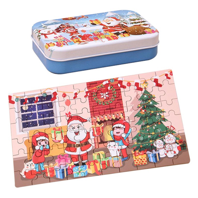 Navidad de madera DIY pequeño regalo de los niños hechos a mano de Santa Claus rompecabezas de Kindergarten regalo premio