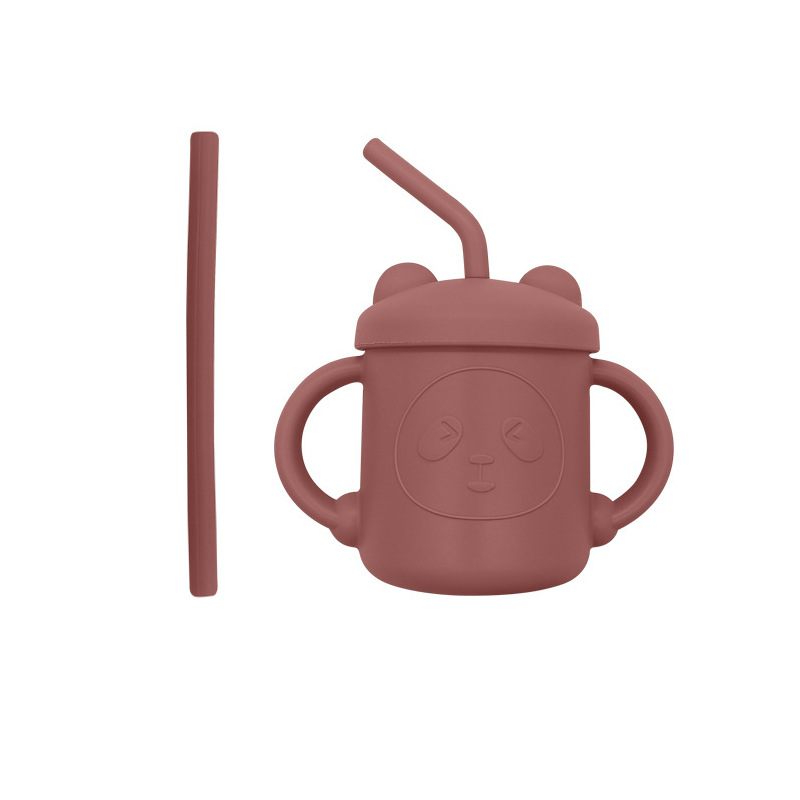 Taza de paja para niños taza de silicona taza de agua de Panda