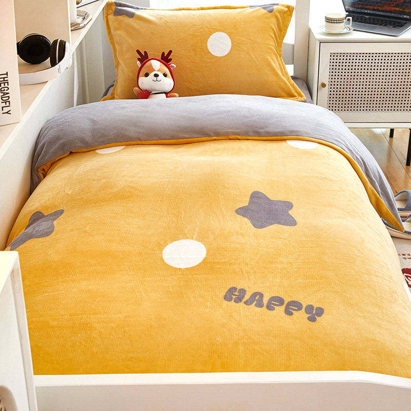 Funda de edredón de terciopelo de leche de invierno funda de colchón de una pieza dormitorio de estudiantes brida individual funda de edredón de terciopelo de coral de doble cara felpa más terciopelo