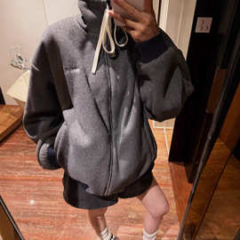 正确版本原标MIU缪家网红款双面穿立领抽绳双面百搭夹克外套男女